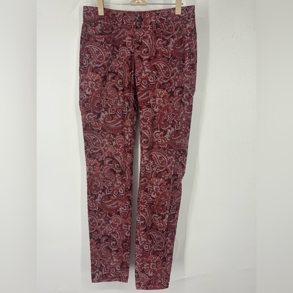 NWOT PrAna Paisley‎ Pink and Red Skinny Corduroy Jeans 2